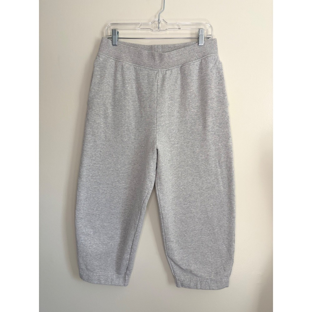 COS Women Light Grey Heather Cropped Sweatpants Cotton Barrel Leg Joggers Size M
